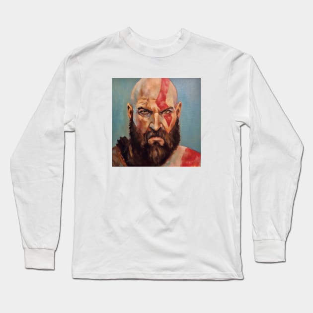 Kratos (God Of War) Long Sleeve T-Shirt by Jack Browning